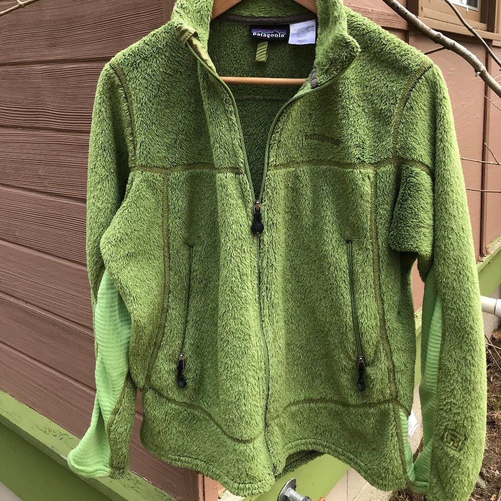 Womens Grass Green Patagonia Fleece Zip Jkt - L